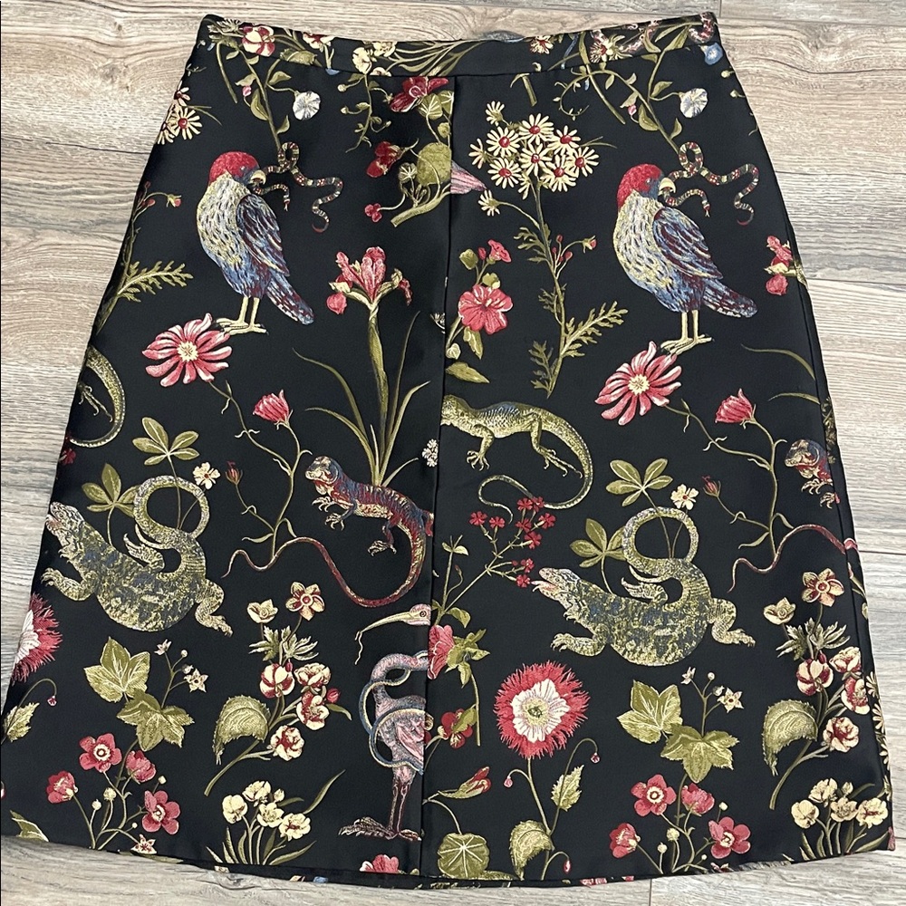 RED Valentino Runaway Blackbird Floral Jacquard Skirt Size 42